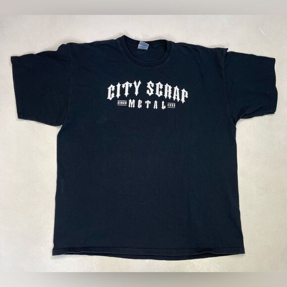City Scrap Metal Graphic T-shirt Men XXL Black Short Sleeve - Picture 2 of 5